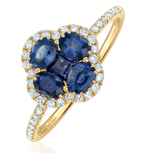 Alegria 1.31ct Sapphire and Diamond Halo Ring in 18K Gold Vermeil
